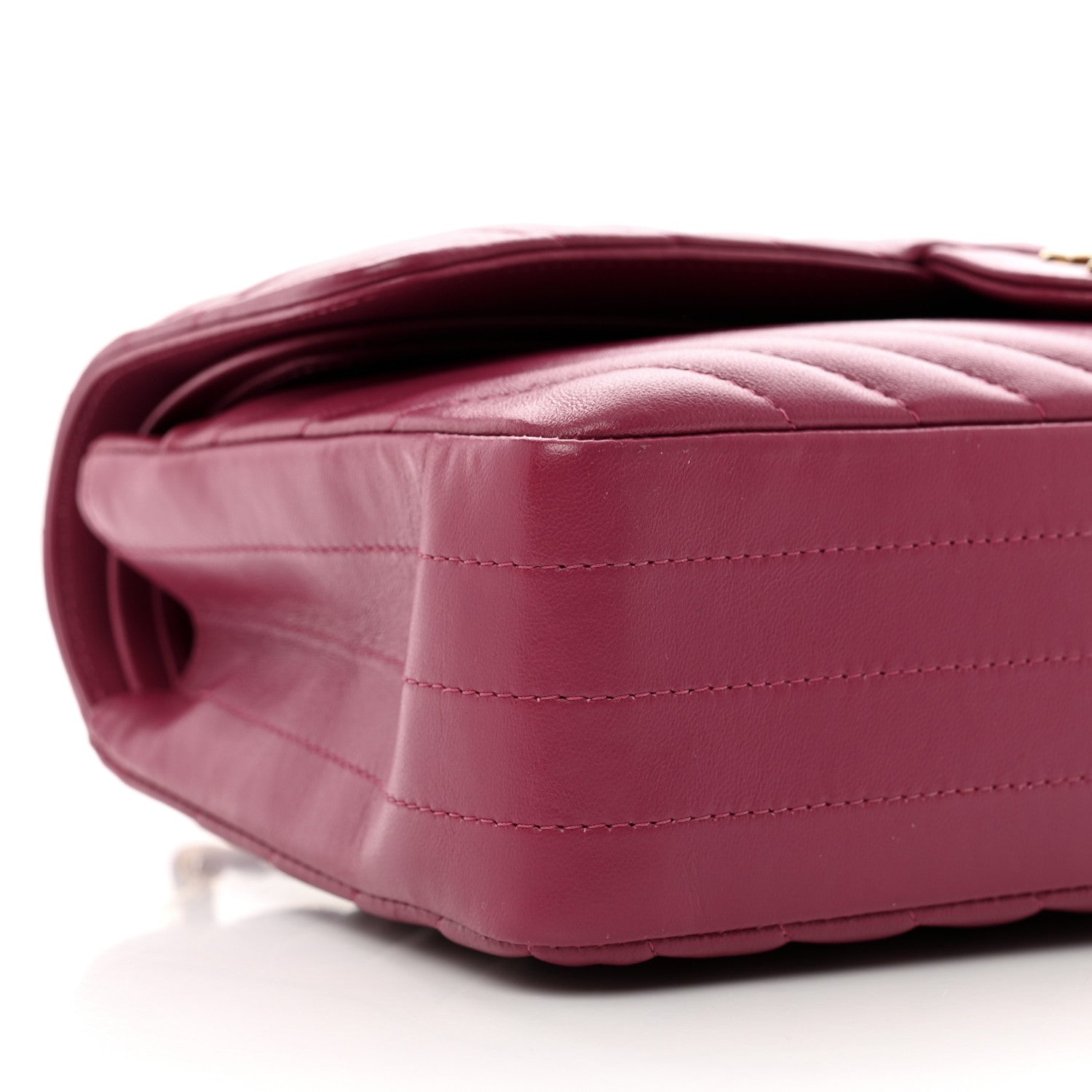 Chanel Lambskin Chevron Quilted Medium Double Flap Dark Pink 9 of 11