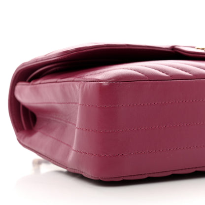 Chanel Lambskin Chevron Quilted Medium Double Flap Dark Pink 9 of 11