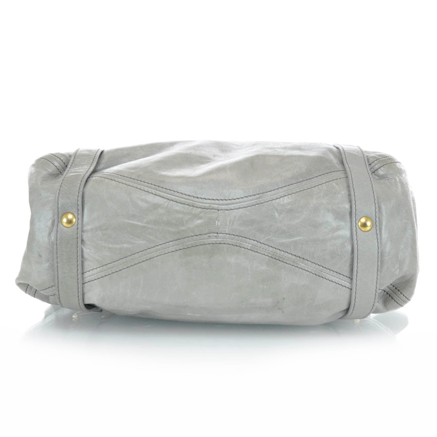 Miu Miu Leather Vitello Lux Bow Tote Gray 6 of 11