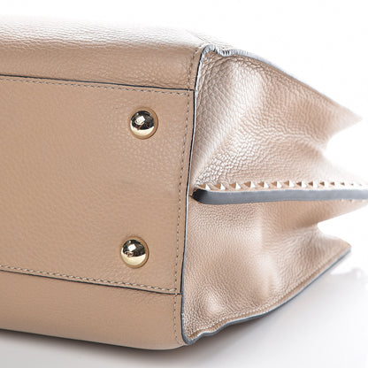 Valentino Garavani Pebbled Calfskin Rockstud Double Handle Tote Camel Rose 12 of 13