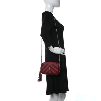 Saint Laurent Grain De Poudre Matelasse Monogram Mini Lou Camera Bag Opyum Red 2 of 12