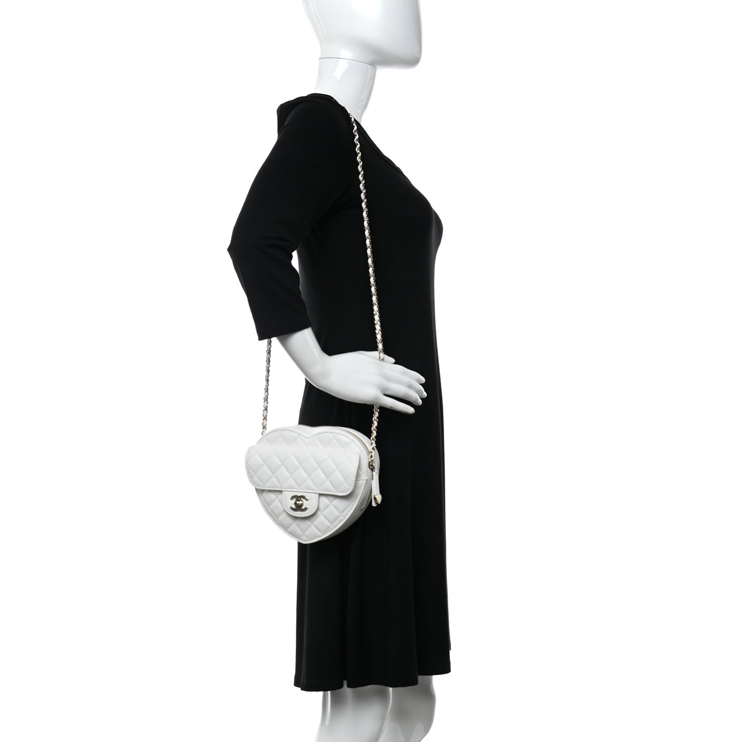 Lambskin Quilted CC In Love Heart Bag White