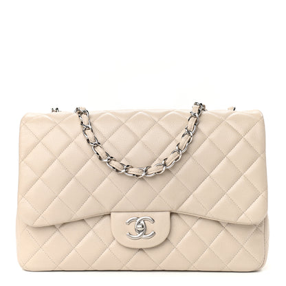 Chanel Caviar Quilted Jumbo Single Flap Ecru 1 of 11
