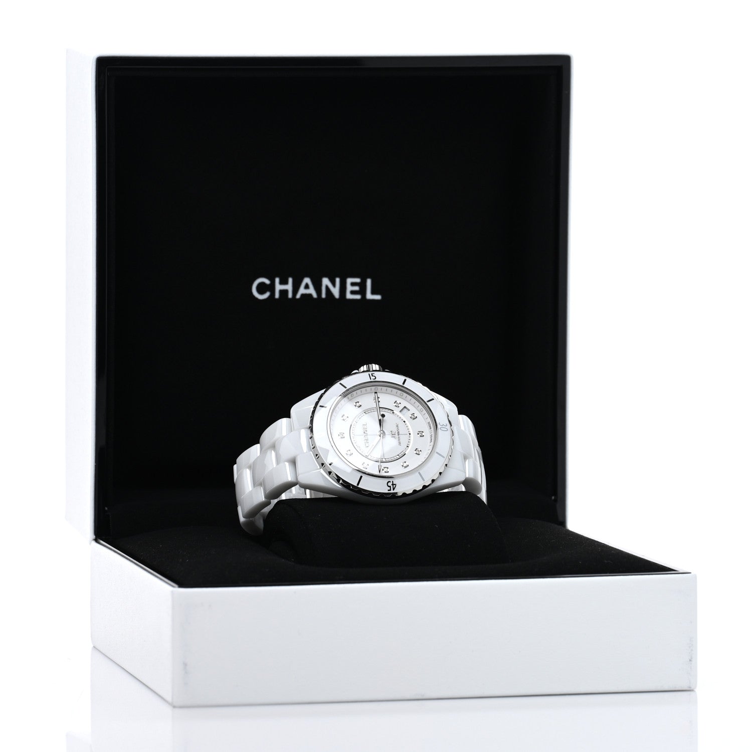 Chanel Stainless Steel Ceramic Diamond 38mm J12 Automatic Watch White 5 of 5