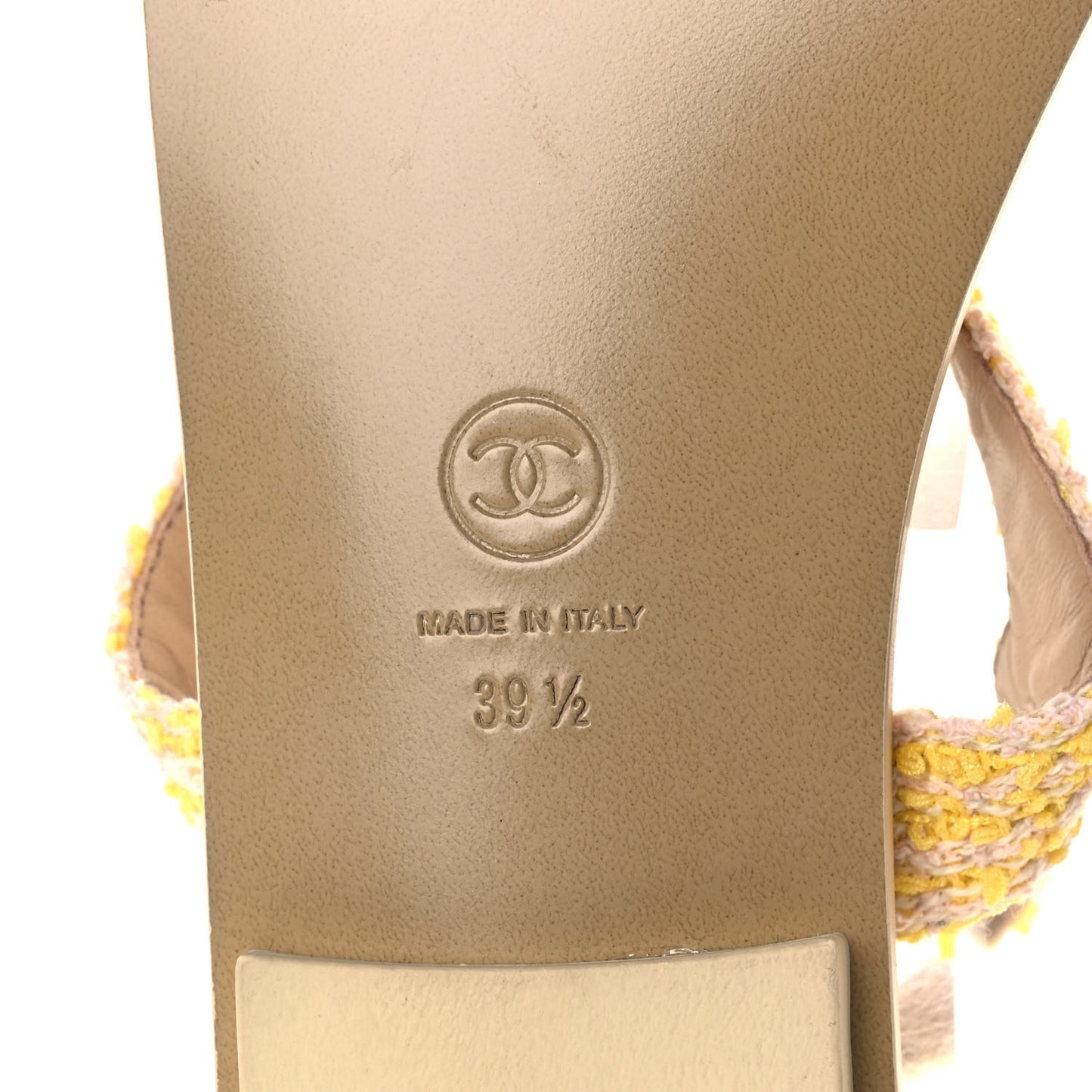 Tweed CC Sandals 39.5 Yellow Light Pink