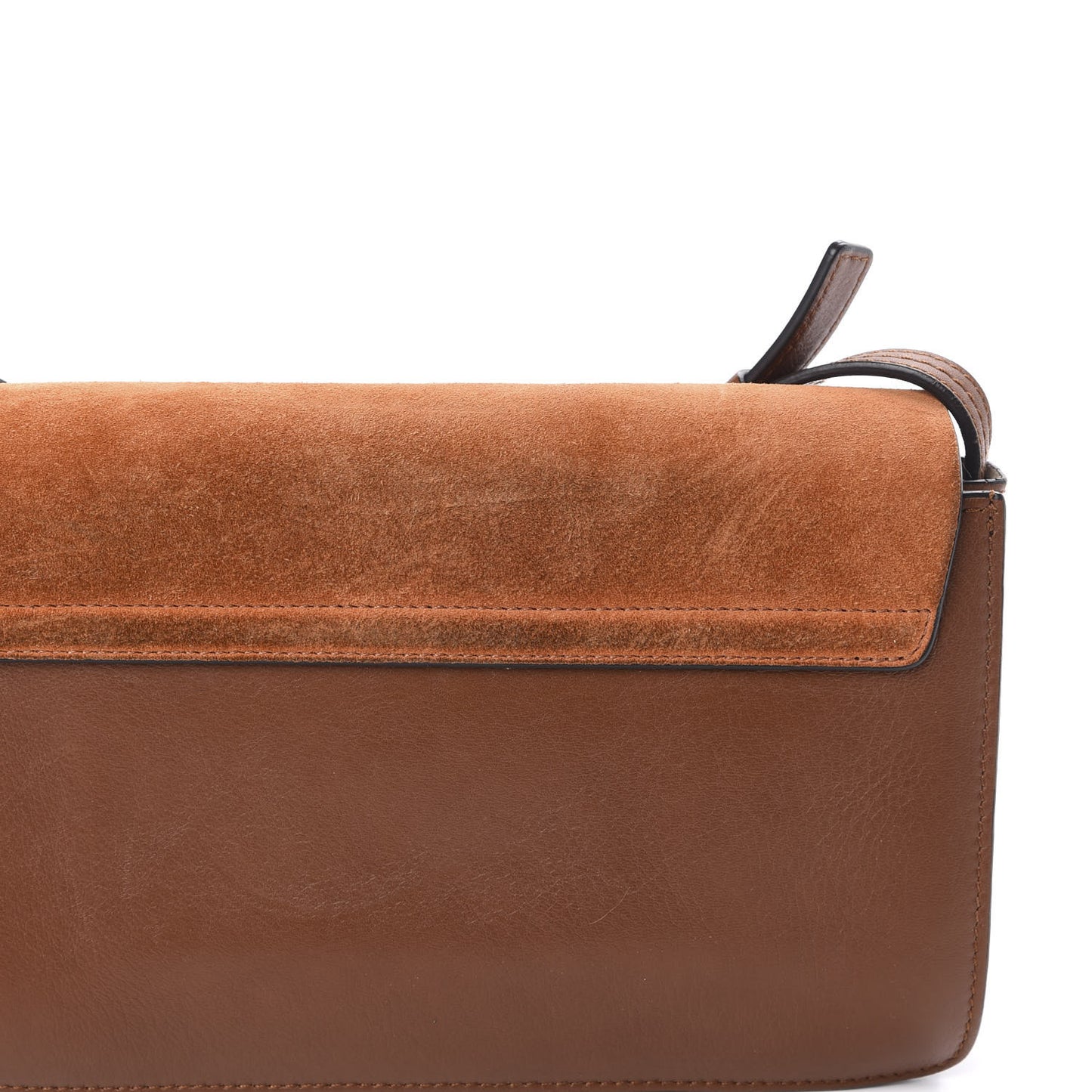 Suede Calfskin Small Faye Shoulder Bag Tobacco