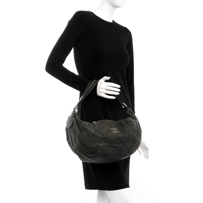 Chanel Caviar Stitched Large Outdoor Hobo Black 2 of 8