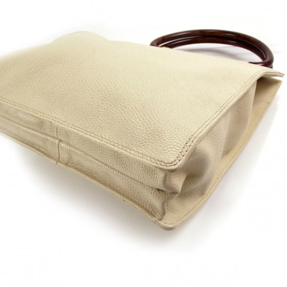 Vintage Caviar N/S Wood Handle Tote
