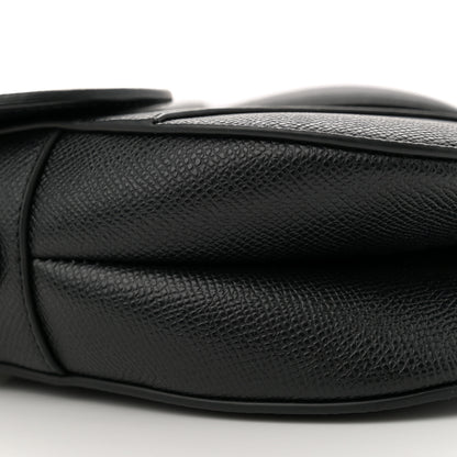 Christian Dior Grained Calfskin Saddle Bag With Strap Black 9 of 11