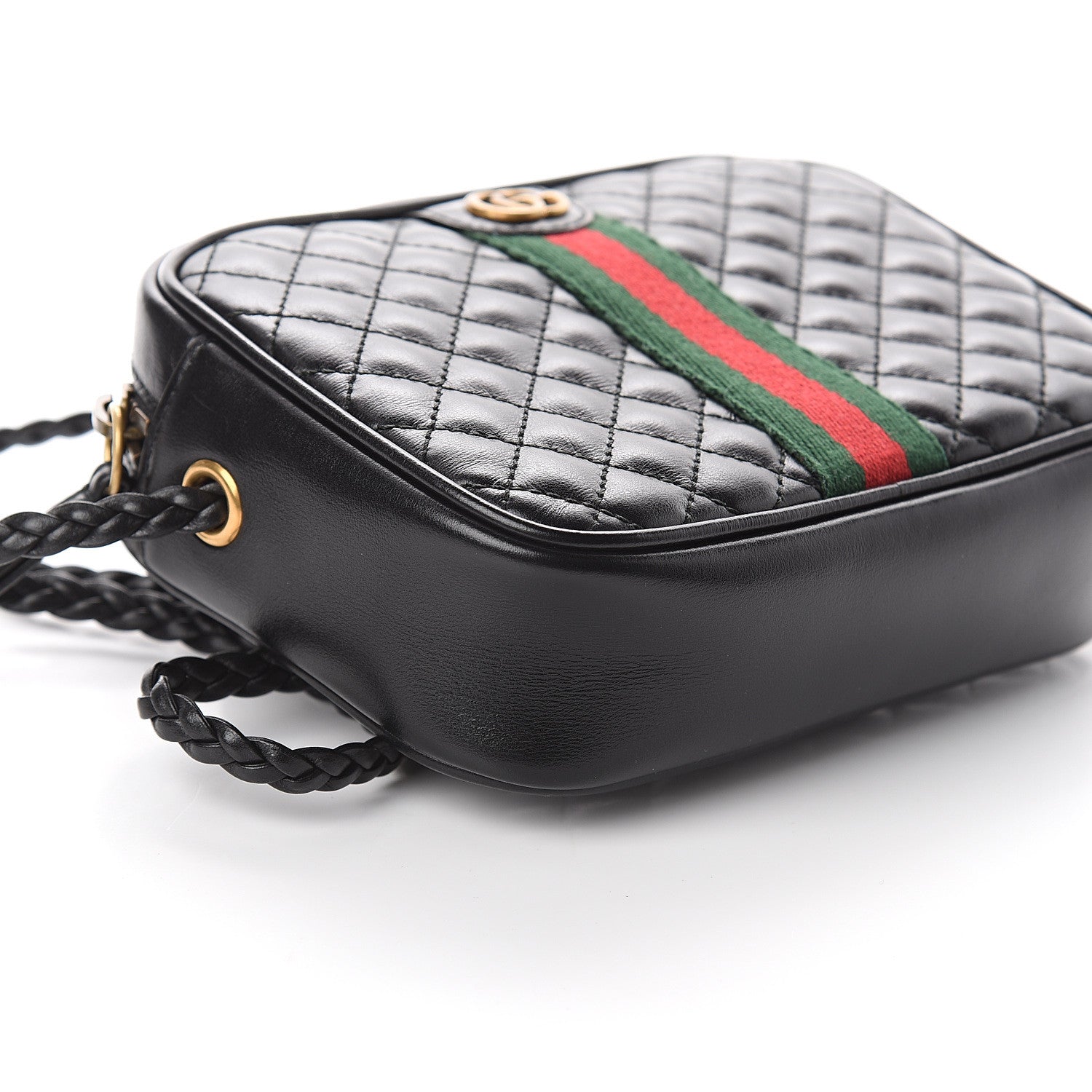 Gucci Calfskin Trapuntata Web Mini GG Shoulder Bag Black 6 of 7