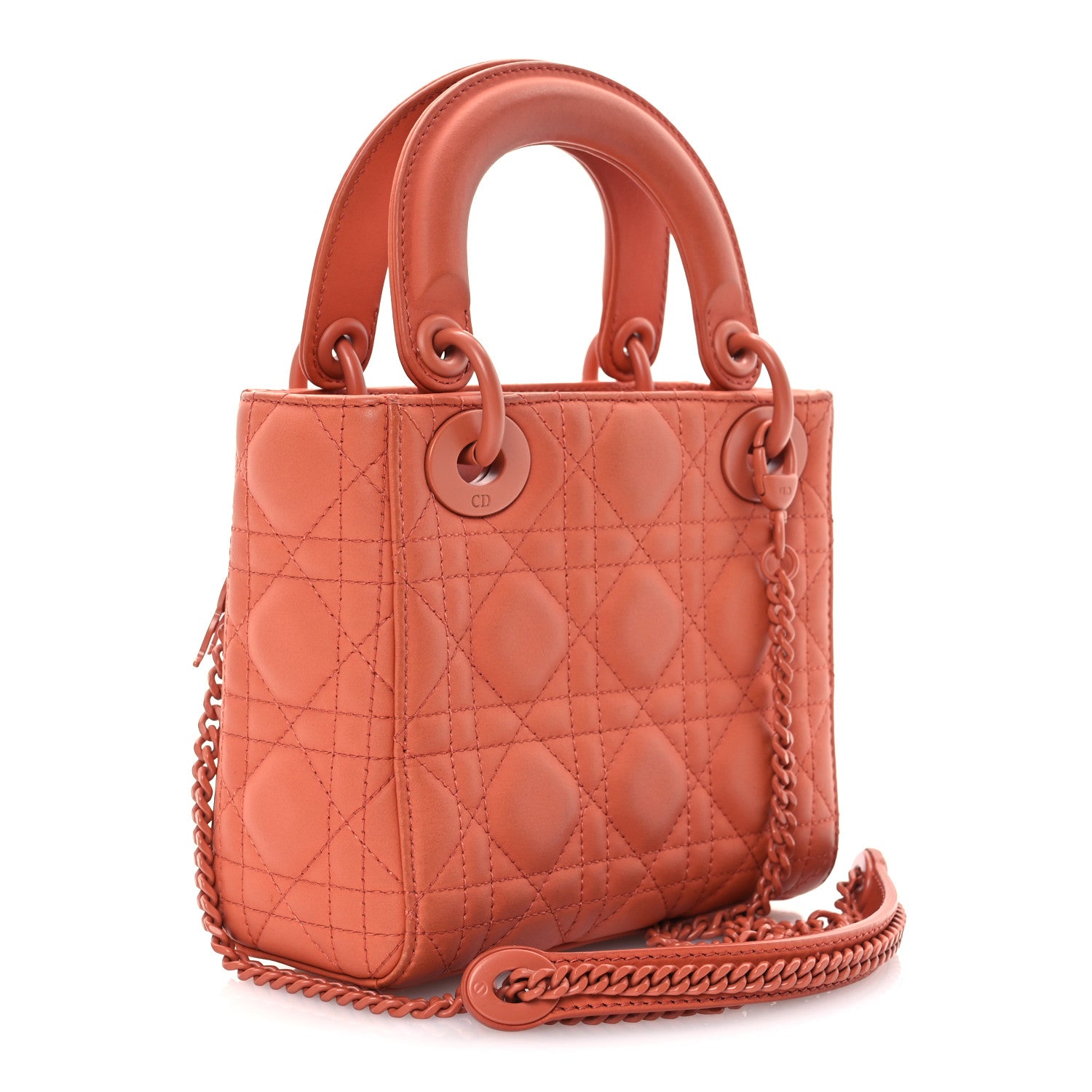 Christian Dior Ultra Matte Calfskin Cannage Mini Lady Dior Indian Red 2 of 20
