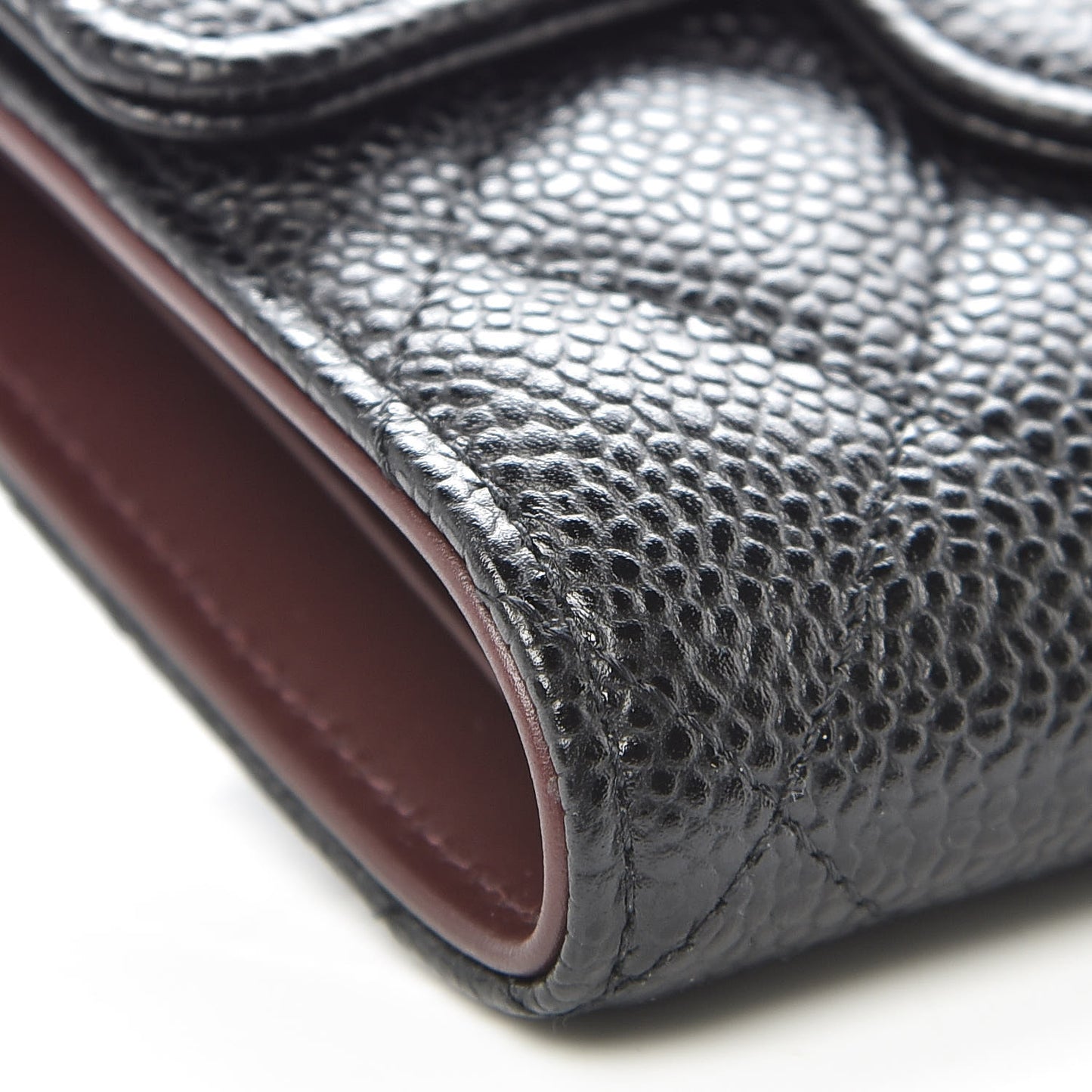 Caviar Quilted Compact Flap Wallet Black