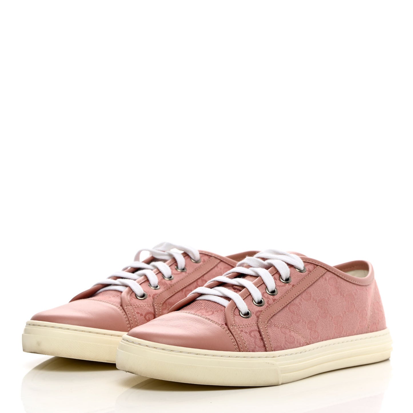 GG Monogram Calfskin Womens Low Top Sneakers 40 Pink Soft Pink