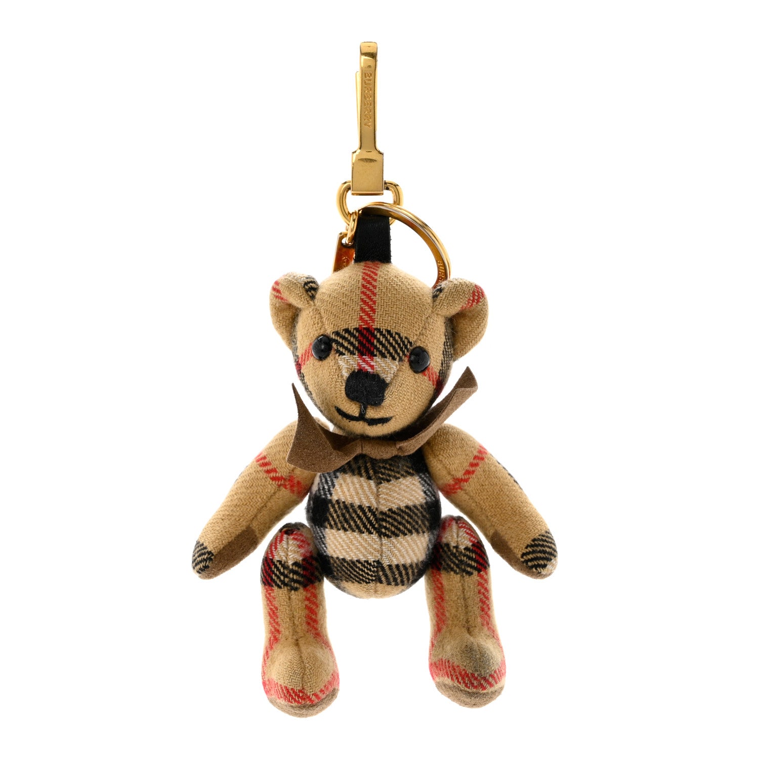 Burberry Cashmere Vintage Check Thomas Bear Bag Charm Antique Yellow 1 of 4