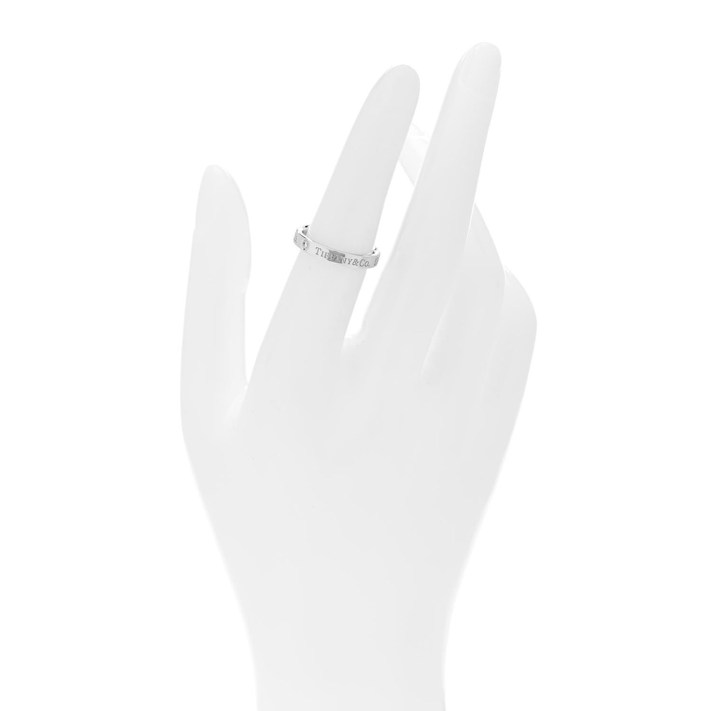 Platinum Diamond Logo Band Ring 52 6