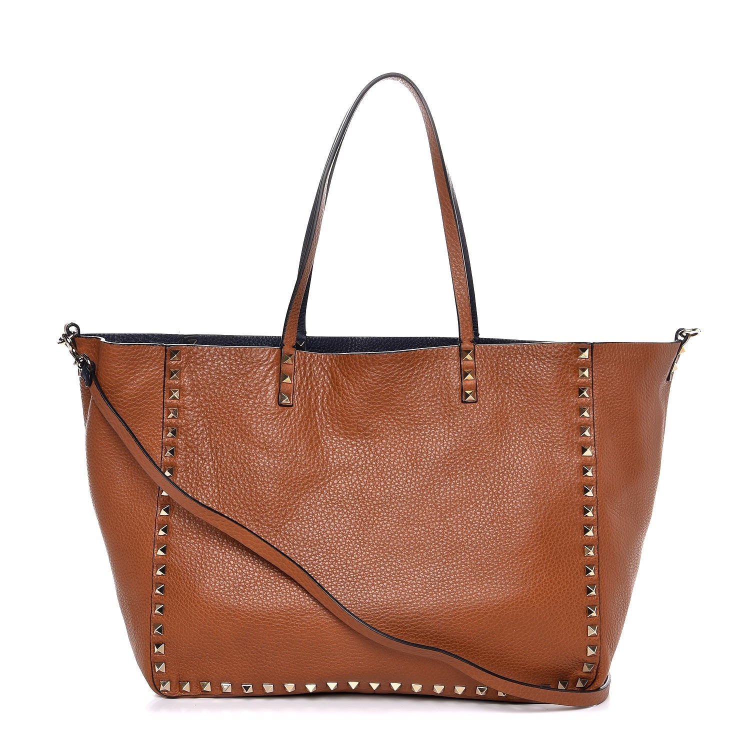 Valentino Garavani Pebbled Calfskin Medium Rockstud Reversible Tote Light Cuir Marine 1 of 12