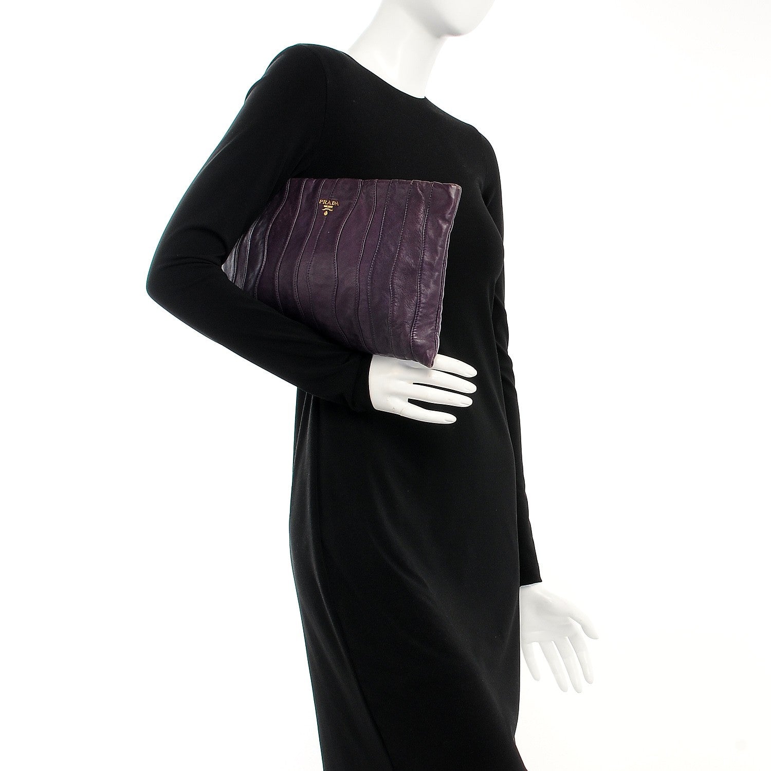 Prada Nappa Stripes Clutch Viola 2 of 10