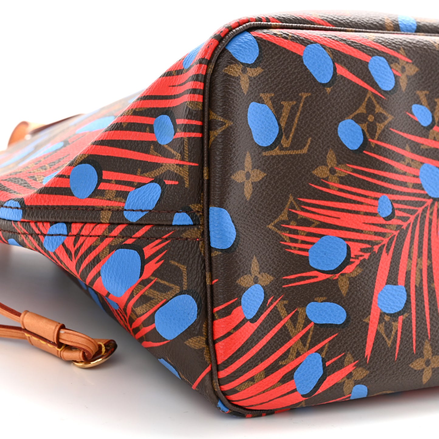 Monogram Jungle Dots Neo Neverfull MM Coquelicot Denim