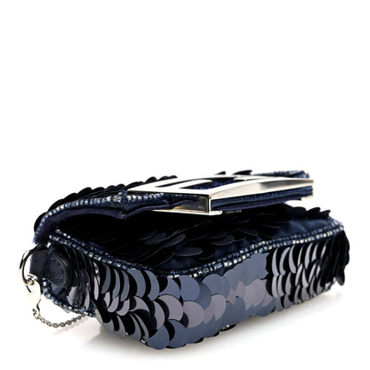 Fendi Sequin Paillettes Shiny Nappa Sex and the City Nano Maxi Buckle Baguette Charm Dark Blue 4 of 10