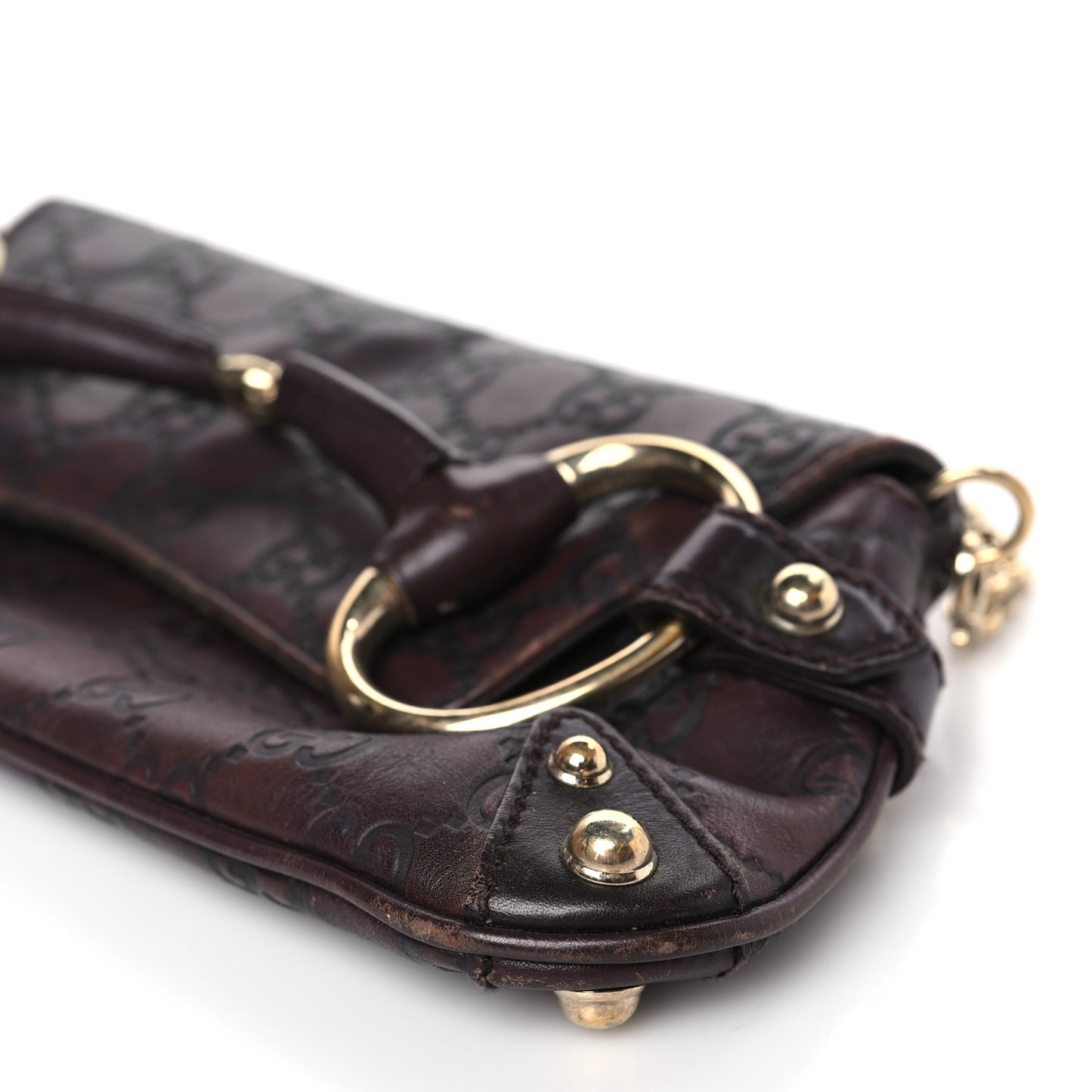 Guccissima Small Horsebit Chain Clutch Chocolate