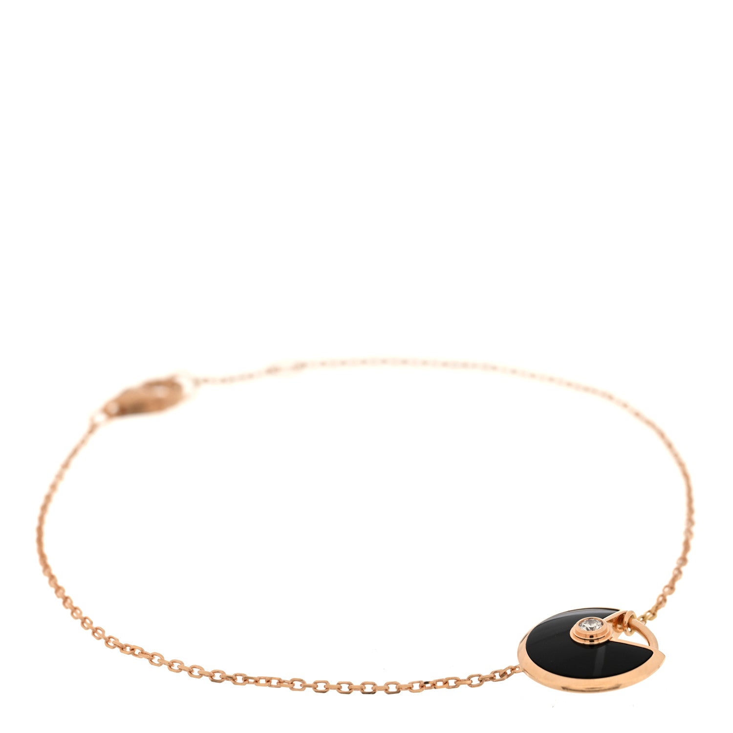 Cartier 18K Pink Gold Diamond Black Onyx Amulette de Cartier Bracelet 1 of 4