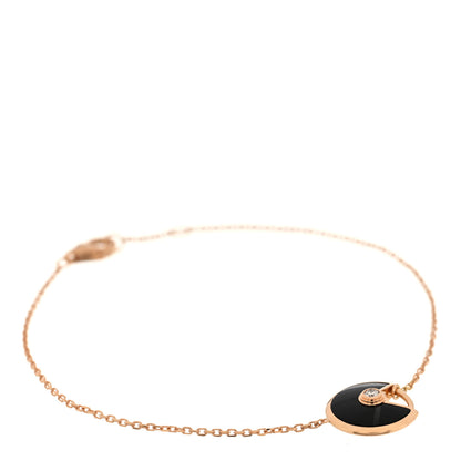 Cartier 18K Pink Gold Diamond Black Onyx Amulette de Cartier Bracelet 1 of 4