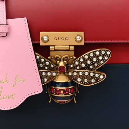Gucci Calfskin Sylvie Web Small Queen Margaret Top Handle Bag Blue Agata Hibiscus Red Mystic White Sugar Pink 8 of 11