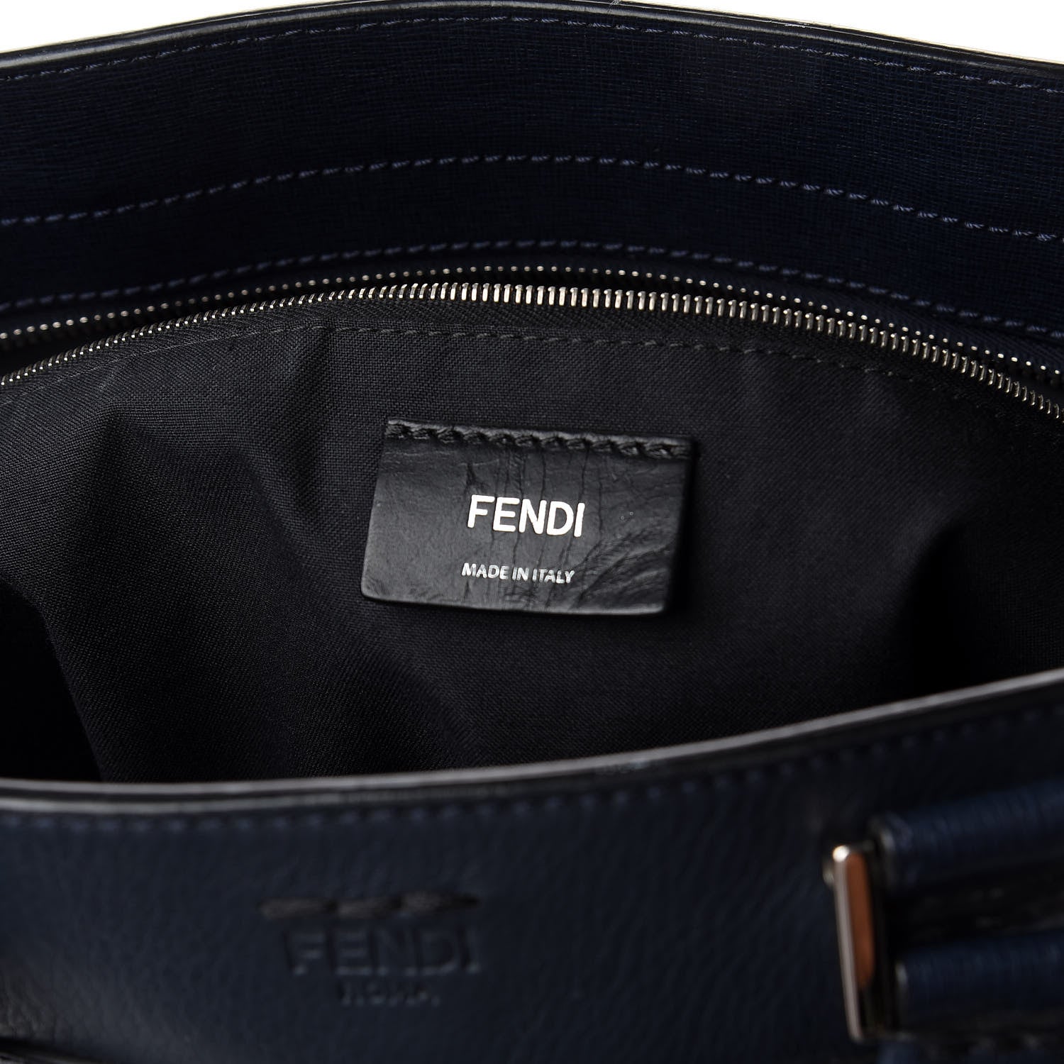 Fendi Vitello Elite Flamingo Shopping Tote Bag Blue Notte 8 of 11