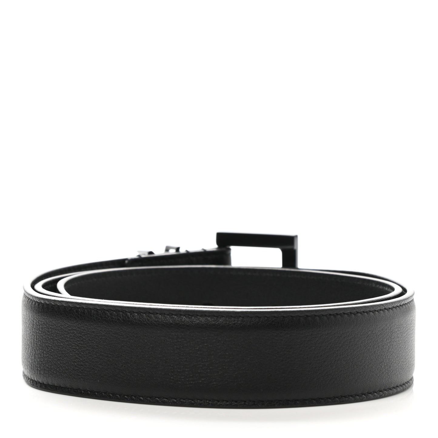Smooth Calfskin Monogram Square Buckle Belt 80 32 Black