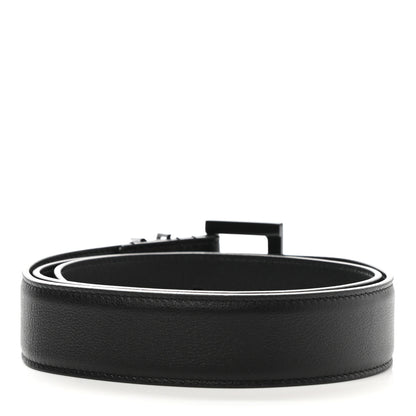 Saint Laurent Smooth Calfskin Monogram Square Buckle Belt 80 32 Black 2 of 6