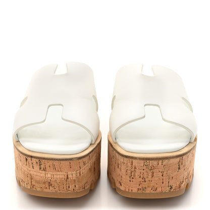 Hermes Calfskin Cork Eze 30 Sandals 36 White 3 of 11