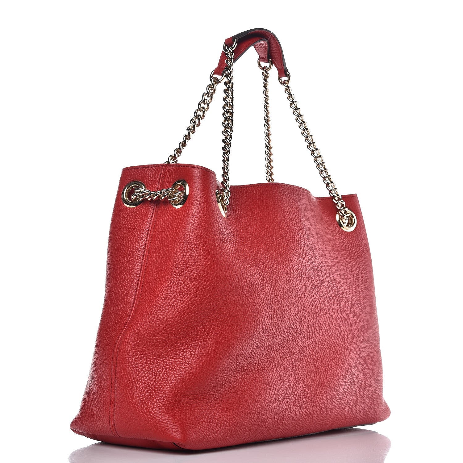 Gucci Pebbled Calfskin Medium Soho Chain Shoulder Bag Tabasco Red 3 of 9