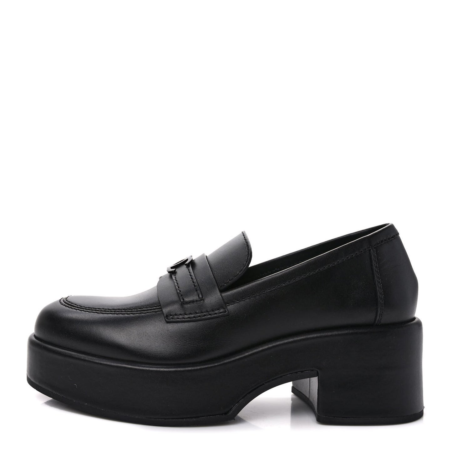 Calfskin CC Platform Loafers 38 Black