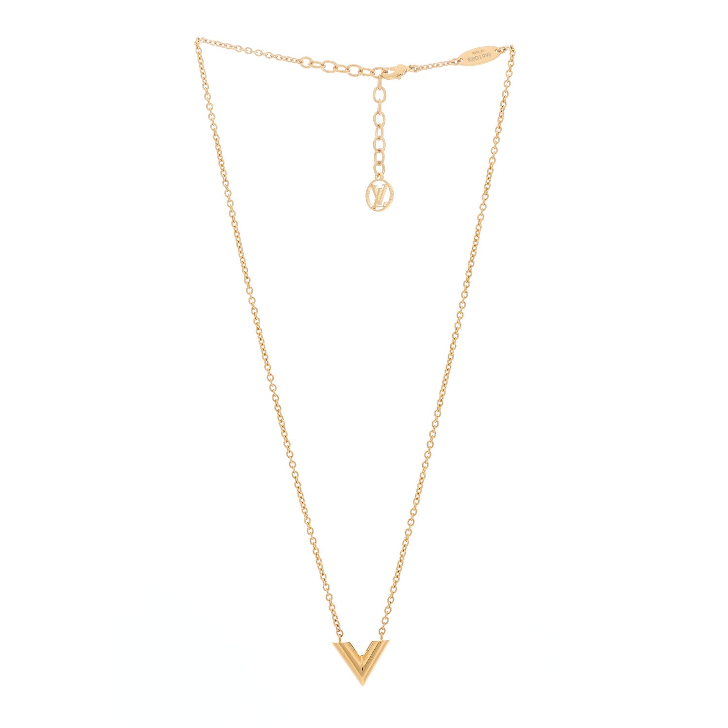 Louis Vuitton Brass Essential V Necklace Gold 3 of 6