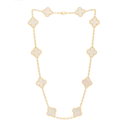 Van Cleef & Arpels 18K Yellow Gold Mother of Pearl 10 Motifs Vintage Alhambra Necklace 3 of 6