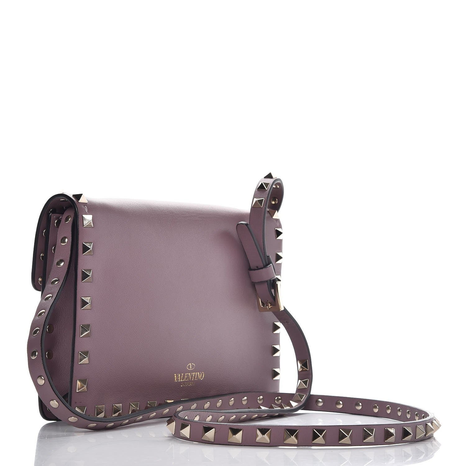 Valentino Garavani Vitello Rockstud Shoulder Flap Bag Dark Mauve 3 of 6