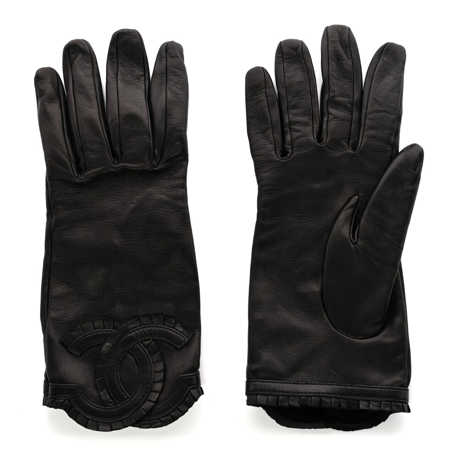 Chanel Lambskin CC Gloves 8 Black 2 of 5