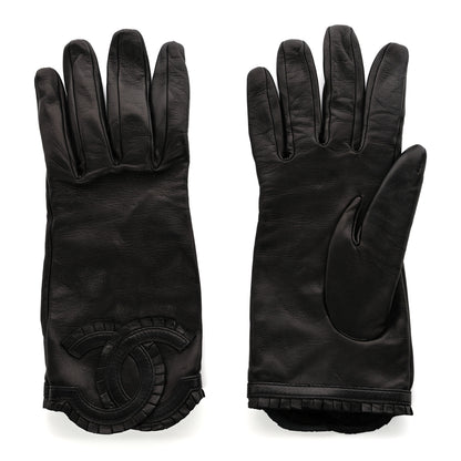 Chanel Lambskin CC Gloves 8 Black 2 of 5