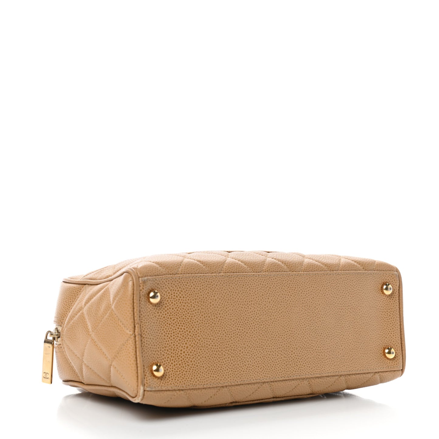 Caviar Quilted Small Bowler Beige