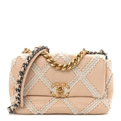 Chanel Calfskin Crochet Medium Chanel 19 Flap Beige 1 of 8