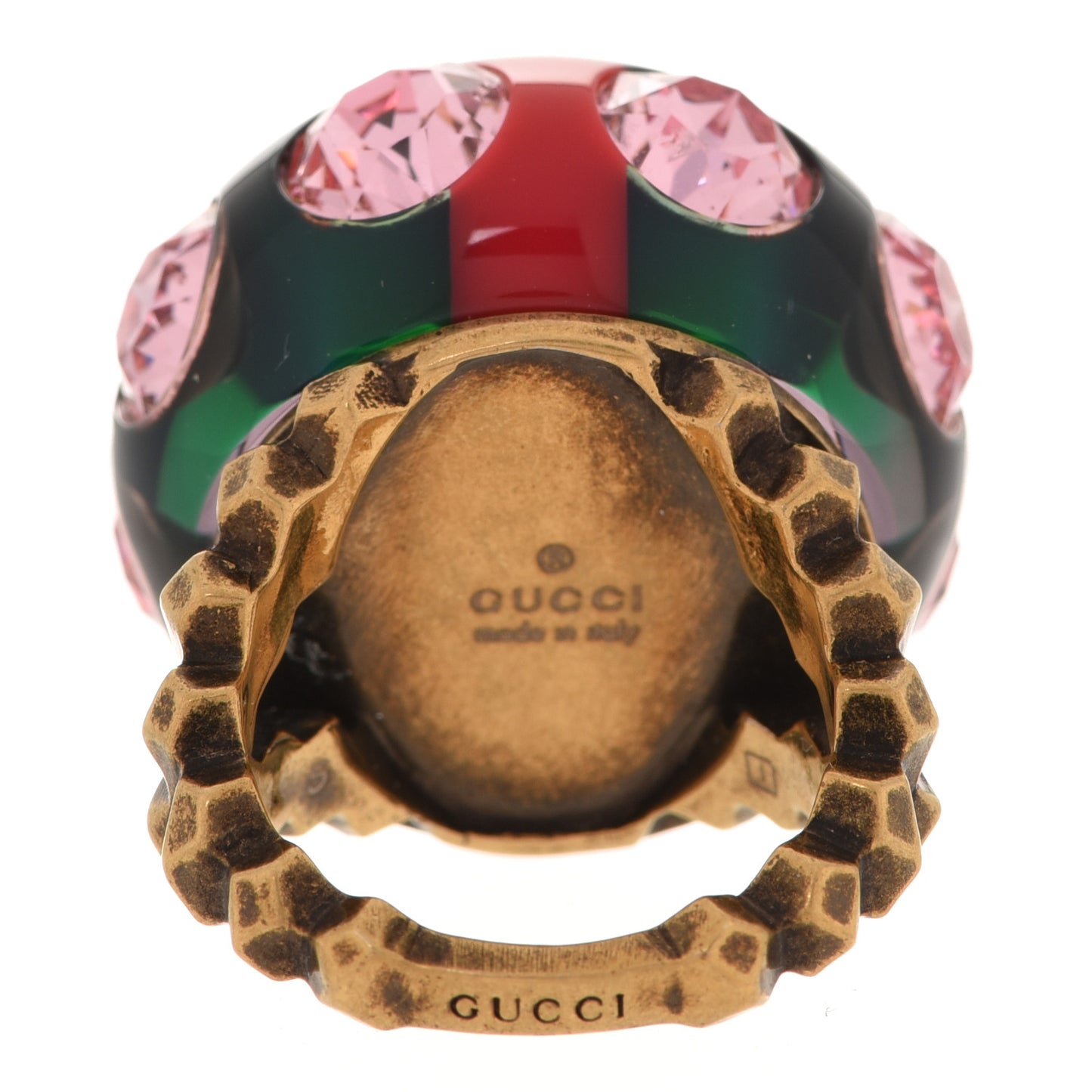 Crystal Resin Sylvie Vintage Web Ring S Green Red