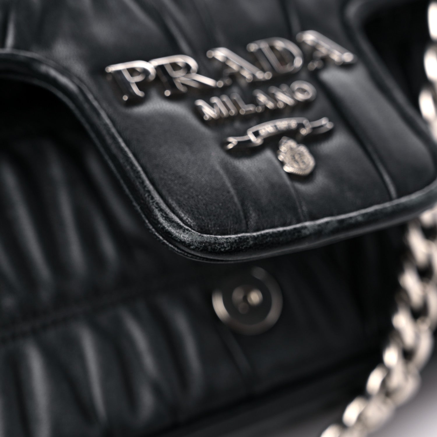 Prada Nappa Gaufre Small Chain Flap Shoulder Bag Black 16 of 16