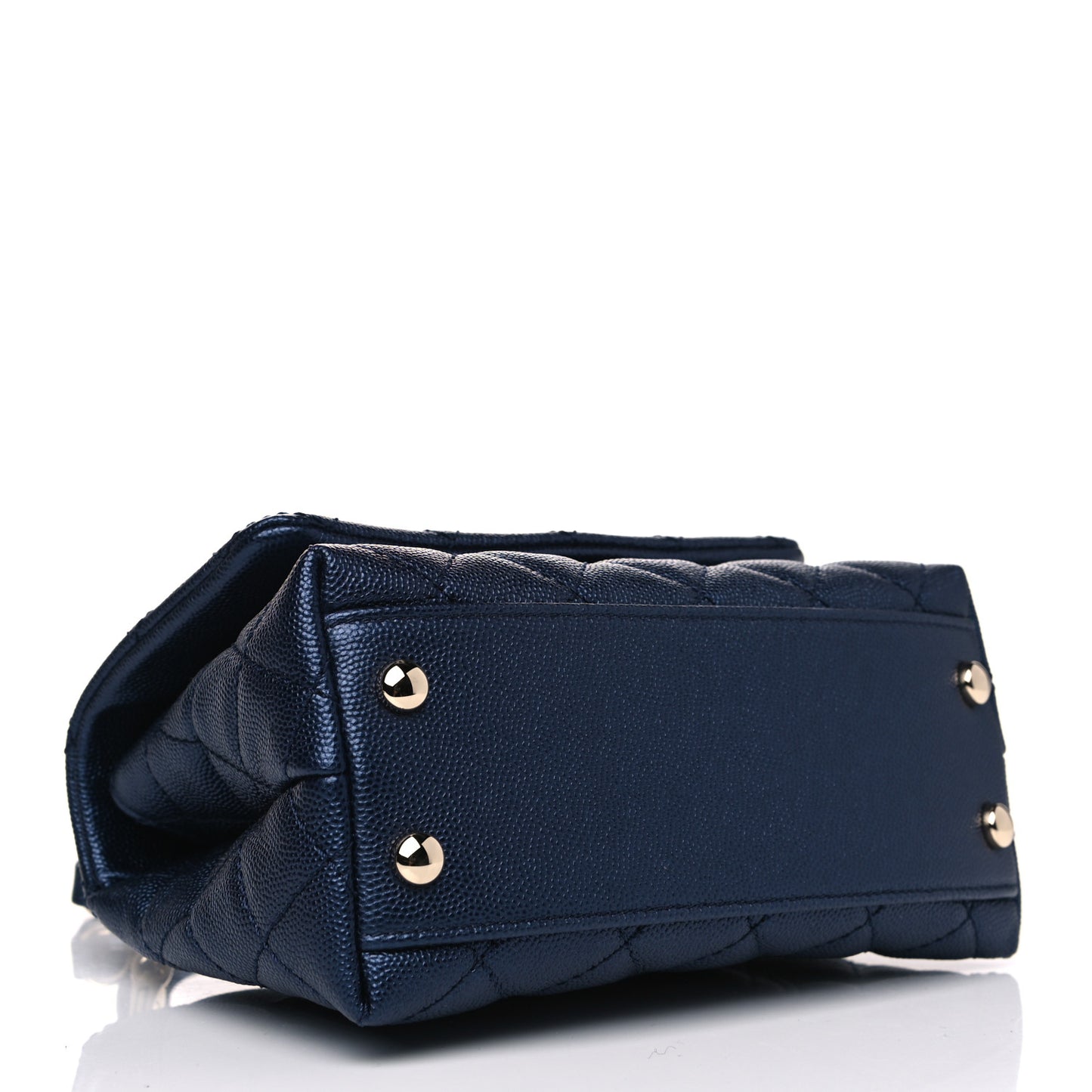 Iridescent Caviar Quilted Extra Mini Coco Handle Flap Dark Blue