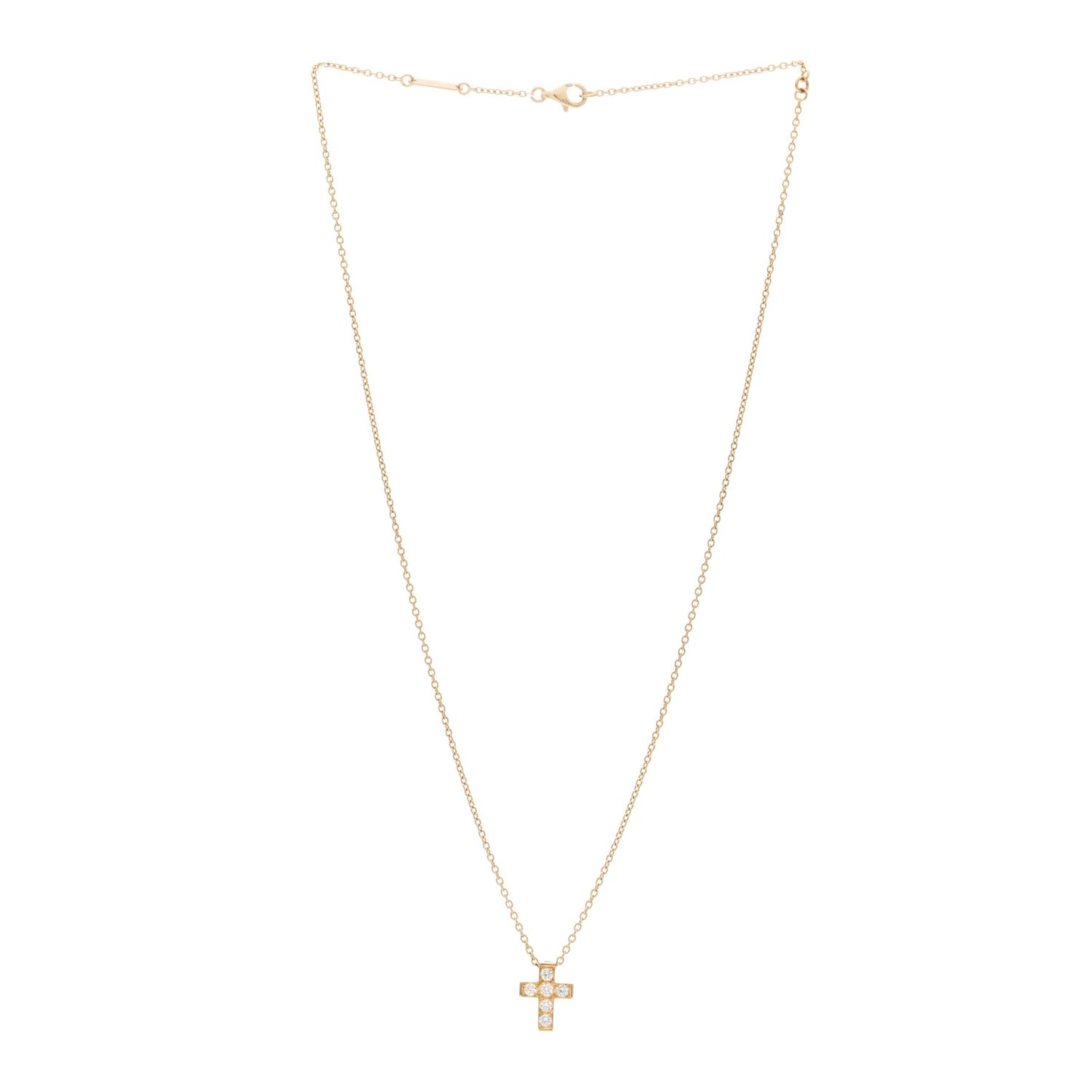 18K Yellow Gold Diamond Cross Pendant Necklace