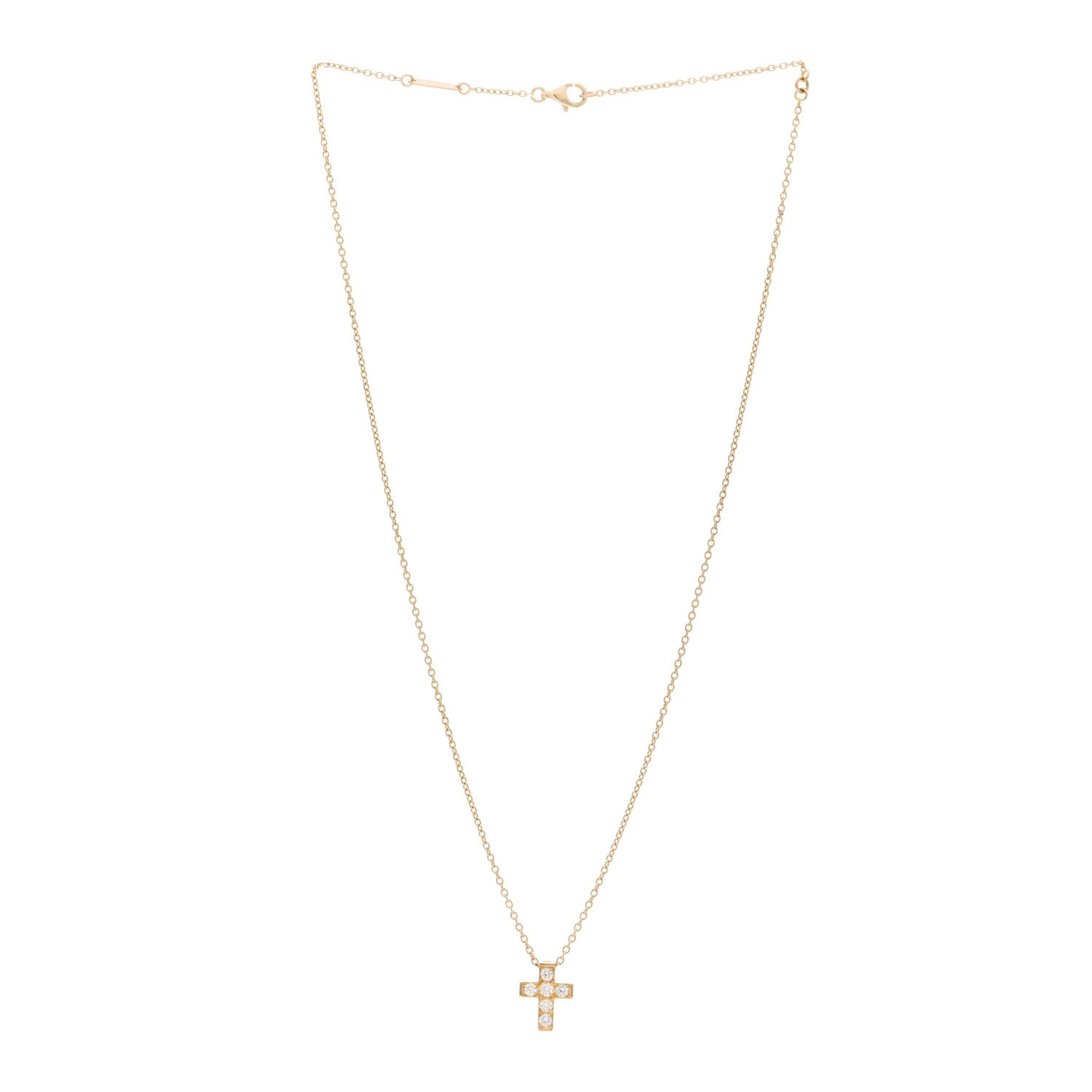 Van Cleef & Arpels 18K Yellow Gold Diamond Cross Pendant Necklace 3 of 4
