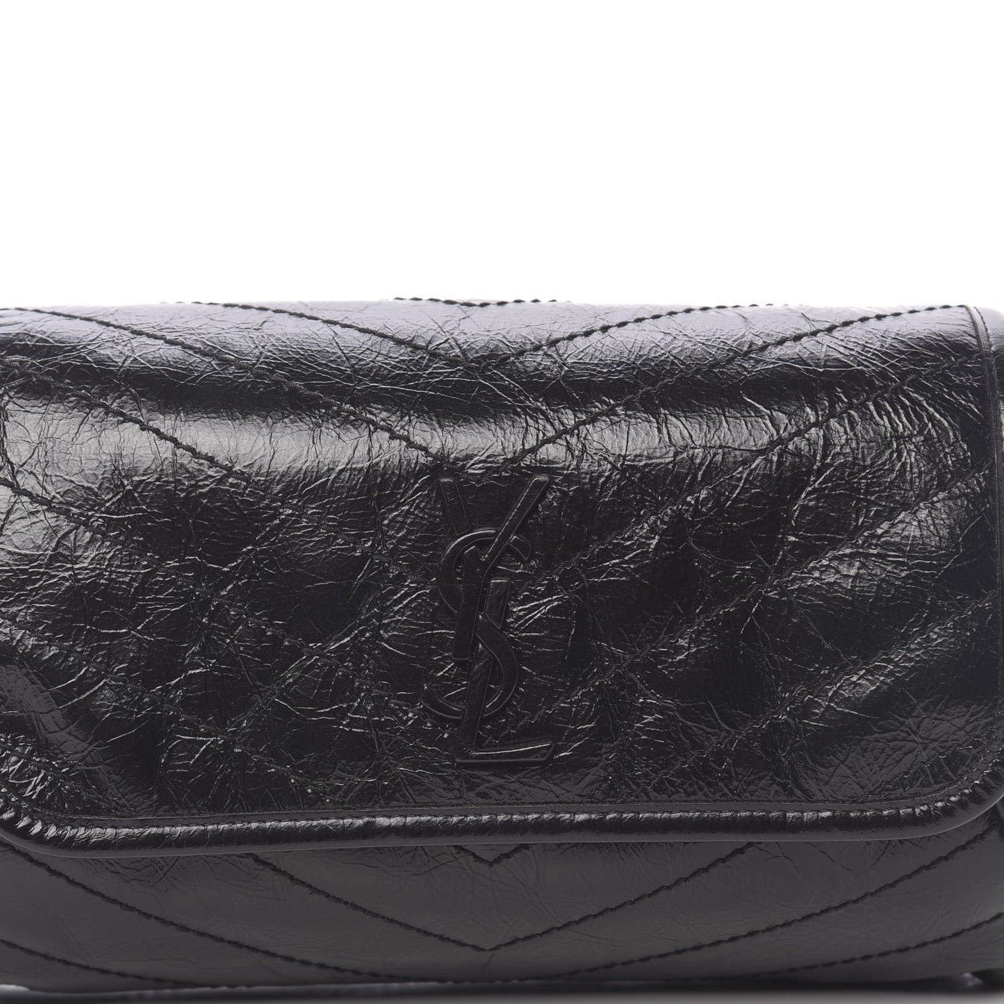 Crinkled Calfskin Matelasse Monogram Niki Body Bag Black