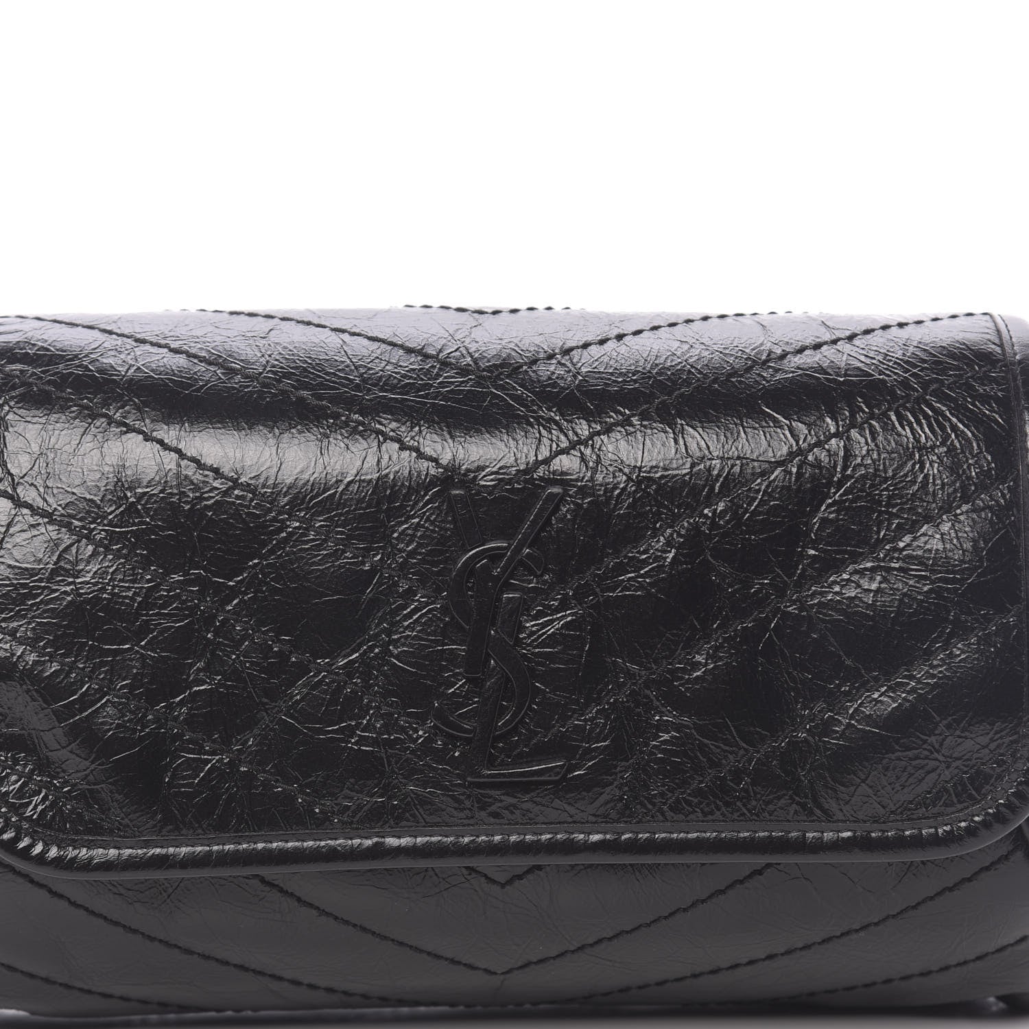 Saint Laurent Crinkled Calfskin Matelasse Monogram Niki Body Bag Black 7 of 9