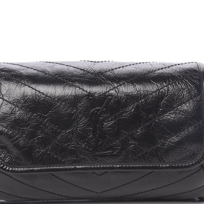 Saint Laurent Crinkled Calfskin Matelasse Monogram Niki Body Bag Black 7 of 9