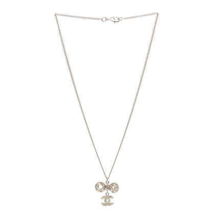 Chanel Metal Crystal CC Bow Drop Necklace Gold 2 of 4