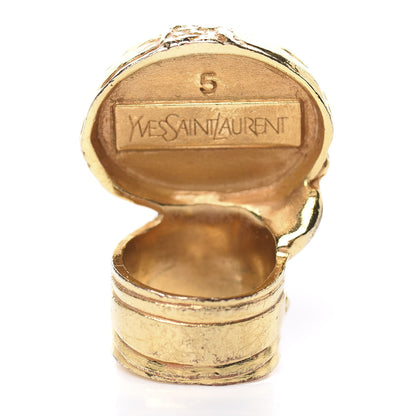 Saint Laurent Glass Cabochon Arty Ovale Ring 5 Gold Coral 2 of 4